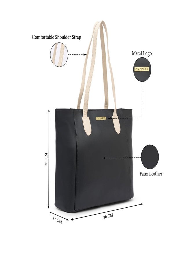 كابريس حقيبة كابريس ديفون الكبيرة للنساء، مزودة بأحزمة مريحة وأقسام متعددة | حقيبة أنيقة للكتف واليد | تتسع لأجهزة كمبيوتر محمولة حتى 16 بوصة | مثالية للعمل والسفر والاستخدام اليومي (أسود) - Image 3